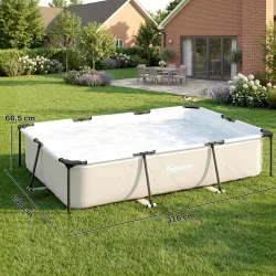 Piscina Desmontable Tubular 316x238x66,5 cm 3700 L con Marco Metálico Parche de Reparación sin Depuradora Gris - Ogal.Es