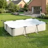 Piscina Desmontable Tubular 316x238x66,5 cm 3700 L con Marco Metálico Parche de Reparación sin Depuradora Gris - Ogal.Es