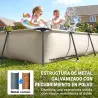 Piscina Desmontable Tubular 316x238x66,5 cm 3700 L con Marco Metálico Parche de Reparación sin Depuradora Gris - Ogal.Es