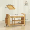Banco Zapatero con Asiento Acolchado Almacenamiento Lateral Estante para Botas Marco de Bambú 80x30x50 cm Natural - Ogal.Es
