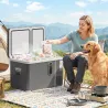 Nevera Portátil Eléctrica con Compresor 35L Doble Zona Control App Luz LED Pantalla para Coche y Camping Negro - Ogal.Es