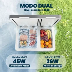 Nevera Portátil Eléctrica con Compresor 35L Doble Zona Control App Luz LED Pantalla para Coche y Camping Negro - Ogal.Es