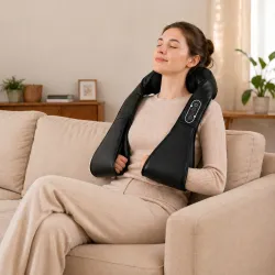 Masajeador Cervical y Espalda con Calor y 8 Nodos Shiatsu 3 Intensidades de Amasamiento 3D Negro - Ogal.Es