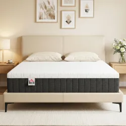 Colchón 190x135 cm Grosor 25 cm Colchón Viscoelástico de Muelles Ensacados de 7 Zonas Firmeza Media Funda Lavable - Ogal.Es