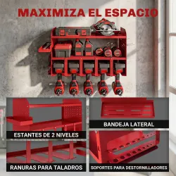 Organizador de Herramientas de Jardín Estante de Almacenamiento de Pared de 2 Niveles para Garaje con Bandeja y ... - Ogal.Es