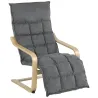 Butaca de Salón Tapizada en Lino con Reposapiés con Balanceo Suave Respaldo Alto Asiento Amplio Gris - Ogal.Es