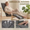 Butaca de Salón Tapizada en Lino con Reposapiés con Balanceo Suave Respaldo Alto Asiento Amplio Gris - Ogal.Es