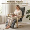 Butaca de Salón Tapizada en Lino con Reposapiés con Balanceo Suave Respaldo Alto Asiento Amplio Gris - Ogal.Es