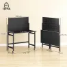 Banco de Trabajo con Tablero Perforado Mesa de Trabajo Plegable con Ruedas Marco de Acero Ganchos Negro - Ogal.Es