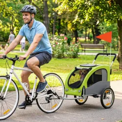 Remolque de Bicicleta Perros 2 en 1 Carrito Perros Medianos Plegable con Suspensión Neumáticos Grandes Ventanas ... - Ogal.Es