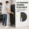 Banco de Trabajo con Tablero Perforado Mesa de Trabajo Plegable con Ruedas Marco de Acero Ganchos Negro - Ogal.Es