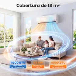 Aire Acondicionado Split Inverter 12000 BTU con Bomba de Calor WiFi y Control por Voz para 18 m² con Kit de Inst... - Ogal.Es