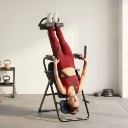 Tabla de Inversión Plegable con Dominadas y Flexiones Altura Ajustable 155-198 cm Ángulos 20° 40° 60° Cinturón Azul - Ogal.Es