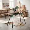 Soporte Sierra Ingletadora Universal con Rodillos Extensibles 94-195 cm Ajustable y Plegable Carga 150 kg Verde - Ogal.Es