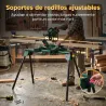 Soporte Sierra Ingletadora Universal con Rodillos Extensibles 94-195 cm Ajustable y Plegable Carga 150 kg Verde - Ogal.Es