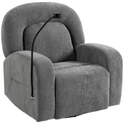 Sillón Relax Reclinable 3 en 1 con Función Mecedora Giratorio 360° Soporte para Teléfono Asiento Amplio Gris - Ogal.Es