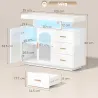 Aparador con LED RGB de 7 Colores Tomas Puertos USB 3 Cajones Estantes Abiertos 2 Puertas Blanco Brillante 100x3... - Ogal.Es