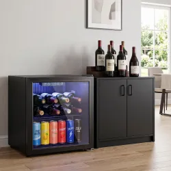 Frigorífico de Bebidas 50 L con Puerta de Vidrio Doble Iluminación LED Estante Ajustable para 48 Latas - Ogal.Es