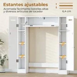 Mueble sobre Inodoro con 2 Armarios Cajón Abatible Portapapeles y Estantes Ajustables 88x18x98 cm Blanco - Ogal.Es