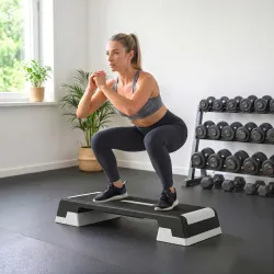 Step de Aeróbic Step para Fitness con Altura Ajustable de 15/20/25 cm Carga 250 kg para Casa Gimnasio Negro - Ogal.Es