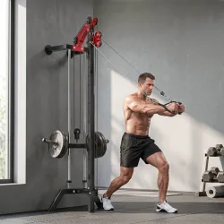 Máquina Polea Alta y Baja de Pared de Polea Ajustable en 16 Posiciones con Barra para Jalones para Casa en Gimnasio - Ogal.Es