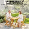Conjunto de Jardín de 3 Piezas de Madera con 2 Sillas Plegables y Mesa Redonda para Patio Balcón Natural - Ogal.Es