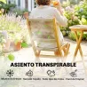 Conjunto de Jardín de 3 Piezas de Madera con 2 Sillas Plegables y Mesa Redonda para Patio Balcón Natural - Ogal.Es