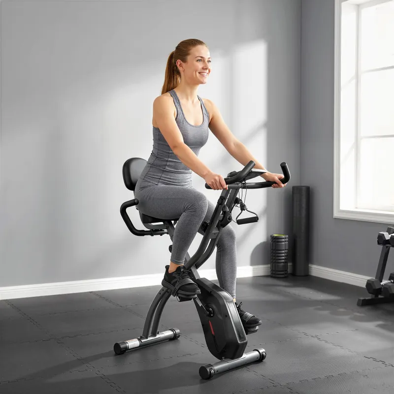 Bicicleta Estática Plegable con 8 Niveles de Resistencia Volante Pantalla LCD Bluetooth Pulsómetro y Sillín Ajus... - Ogal.Es