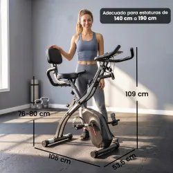 Bicicleta Estática Plegable con 8 Niveles de Resistencia Volante Pantalla LCD Bluetooth Pulsómetro y Sillín Ajus... - Ogal.Es