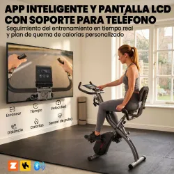 Bicicleta Estática Plegable con 8 Niveles de Resistencia Volante Pantalla LCD Bluetooth Pulsómetro y Sillín Ajus... - Ogal.Es