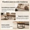 Set de 2 Mesas de Centro Redondas Mesas Nido Industriales con Estructura Metálica para Salón o Dormitorio Marrón - Ogal.Es