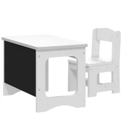 Mesa Infantil con Silla Tablero Reversible Mesa y Silla Infantil con Pizarra para Dibujo para Niños 3-6 Años Blanco - Ogal.Es