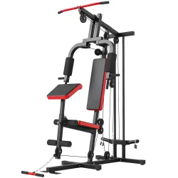 Máquina de Musculación con Polea Alta y Baja Prensa de Pecho y Piernas Compatible con Discos 25 y 50 mm (No Incl... - Ogal.Es