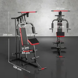 Máquina de Musculación con Polea Alta y Baja Prensa de Pecho y Piernas Compatible con Discos 25 y 50 mm (No Incl... - Ogal.Es