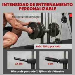 Máquina de Musculación con Polea Alta y Baja Prensa de Pecho y Piernas Compatible con Discos 25 y 50 mm (No Incl... - Ogal.Es