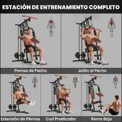 Máquina de Musculación con Polea Alta y Baja Prensa de Pecho y Piernas Compatible con Discos 25 y 50 mm (No Incl... - Ogal.Es
