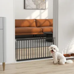 Barrera de Seguridad para Perros Pequeños Extensible 67-93,5 cm Altura 45 cm para Puertas y Escaleras Negro - Ogal.Es
