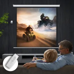 Pantalla de Proyector Eléctrica 92 Pulgadas Pantalla de Proyección con Control Remoto Formato 1:1 HD 4K Blanco - Ogal.Es