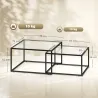2 Mesas de Centro Cuadradas Mesas Nido Modernas con Tablero de Vidrio Templado y Estructura Metálica 75x75x42 cm... - Ogal.Es