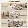 2 Mesas de Centro Cuadradas Mesas Nido Modernas con Tablero de Vidrio Templado y Estructura Metálica 75x75x42 cm... - Ogal.Es