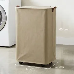 Cesto de Ropa Sucia con Tapa y Ruedas 50L Cesta de Ropa Sucia Plegable con Bolsa con Cordón Extraíble 40x30x65 c... - Ogal.Es