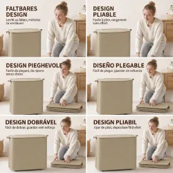 Cesto de Ropa Sucia con Tapa y Ruedas 50L Cesta de Ropa Sucia Plegable con Bolsa con Cordón Extraíble 40x30x65 c... - Ogal.Es