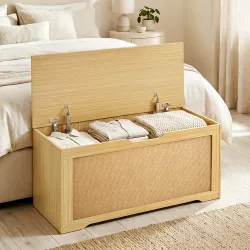 Baúl de Almacenaje 108L Banco de Almacenaje con Panel de Ratán Tapa Brazos de Soporte para Recibidor 80x40x45cm ... - Ogal.Es