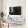 Mueble de TV Suspendido con Luces LED con Estantes Abiertos para Televisión 75 Pulgadas 177,8x30x18 cm Blanco - Ogal.Es