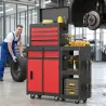 Carro de Herramientas con Ruedas 3 en 1 con 5 Cajones y Armario Inferior Paneles Perforados y Cerradura Negro y ... - Ogal.Es