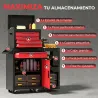 Carro de Herramientas con Ruedas 3 en 1 con 5 Cajones y Armario Inferior Paneles Perforados y Cerradura Negro y ... - Ogal.Es