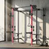 Jaula de Potencia Plegable Rack para Sentadillas con Barra de Dominadas Sistema de Poleas Carga 700 kg Rojo - Ogal.Es