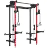 Jaula de Potencia Plegable Rack para Sentadillas con Barra de Dominadas Sistema de Poleas Carga 700 kg Rojo - Ogal.Es