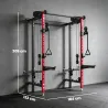 Jaula de Potencia Plegable Rack para Sentadillas con Barra de Dominadas Sistema de Poleas Carga 700 kg Rojo - Ogal.Es