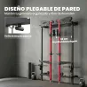 Jaula de Potencia Plegable Rack para Sentadillas con Barra de Dominadas Sistema de Poleas Carga 700 kg Rojo - Ogal.Es